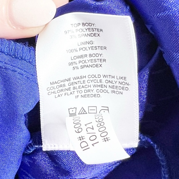 NWT Express Royal Blue Jacquard Tie Front Long Sleeve Bodysuit Size Large - Picture 15 of 16